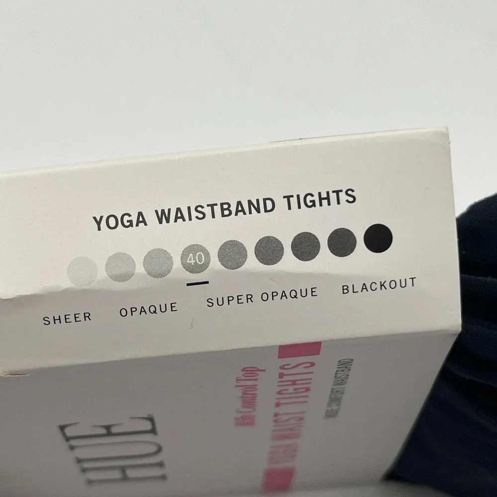 HUE Tights Womens Size 1 Black Yoga Waistband Rib Control Top Opaque U23309